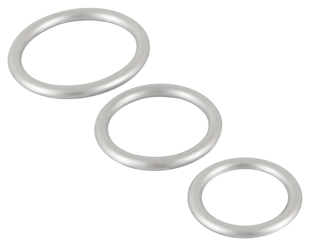 Set siliconen penisringen met metalen look