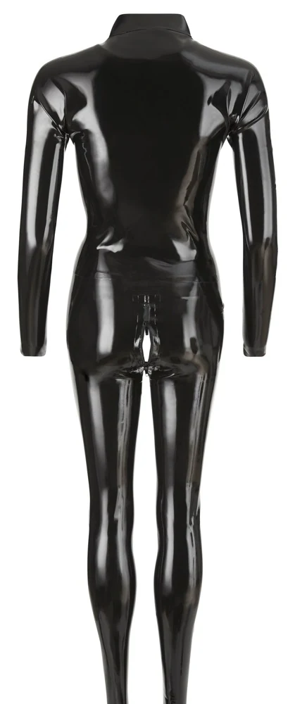 Latex catsuit met dubbele rits