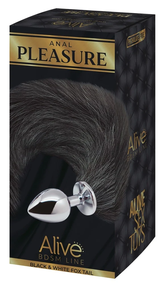 Black & White Fox Tail anaalplug S
