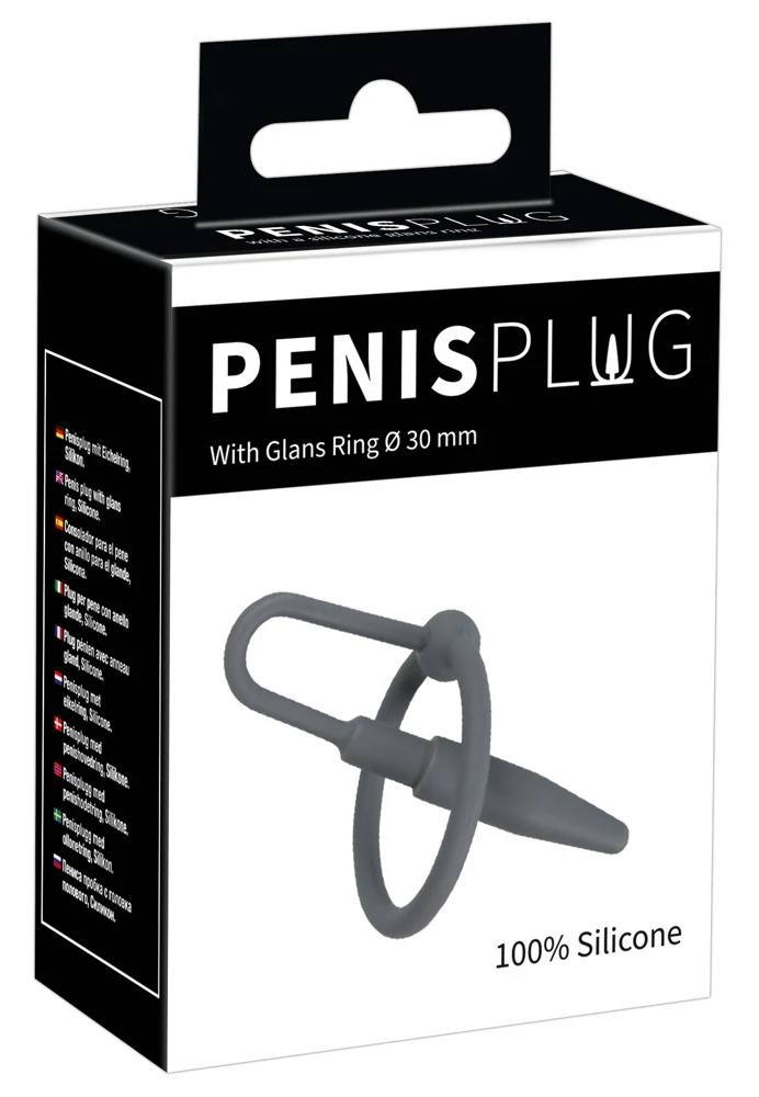 Massieve siliconen penisplug met beweegbare ring