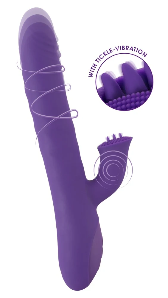 Rabbit vibrator met rotatie en stuwende functie