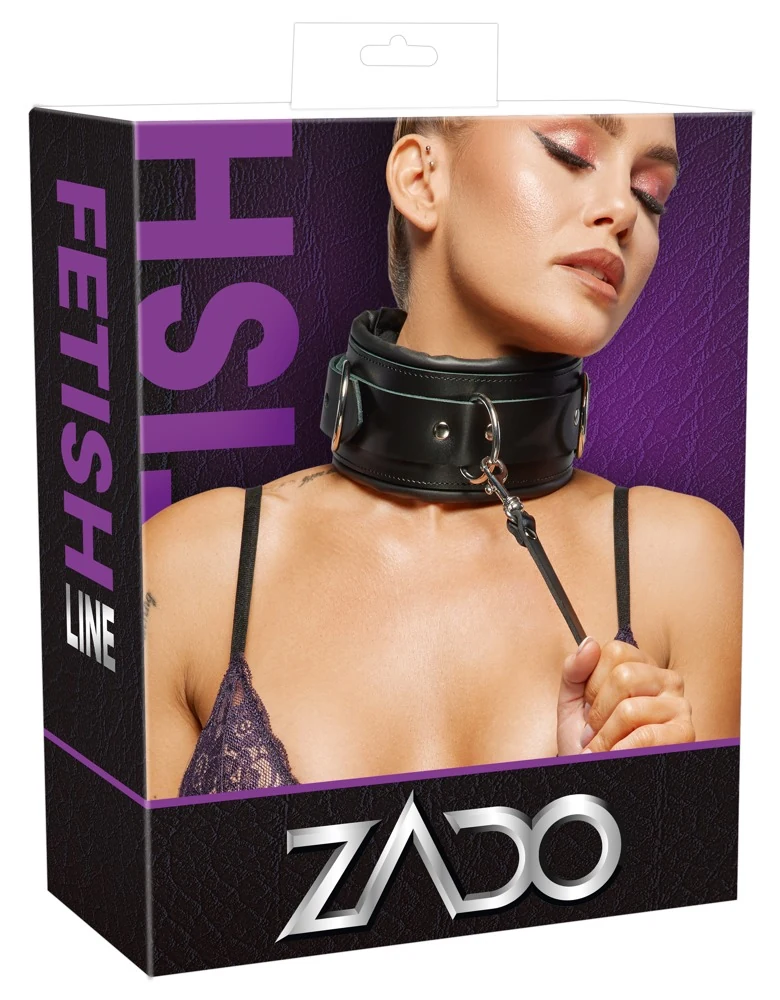 ZADO leren halsband met leiband en slot