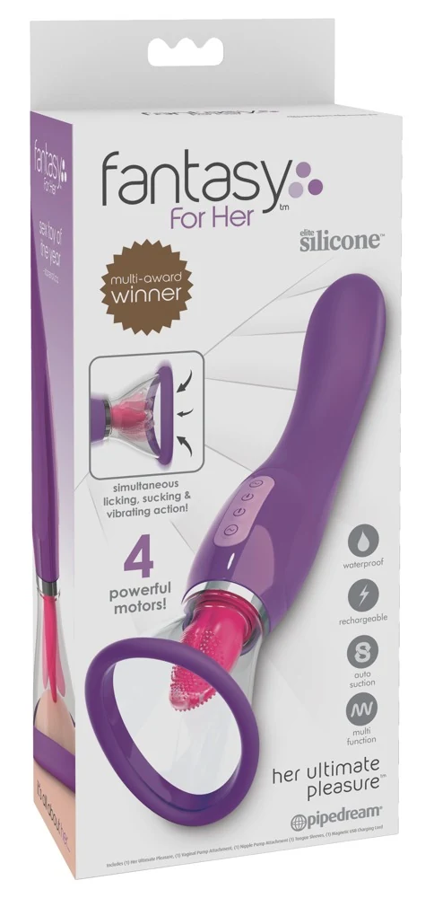 Dubbelzijdige vibrator met zuig- en tongstimulatie
