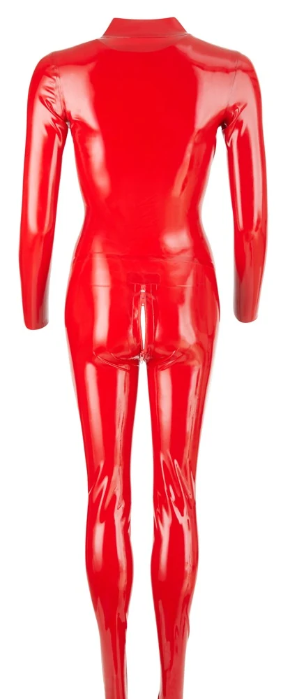 Rode latex catsuit met rits