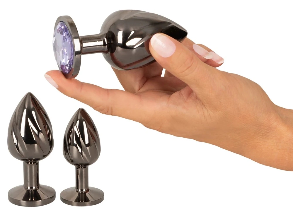 ANOS metalen butt plug set met diamanten